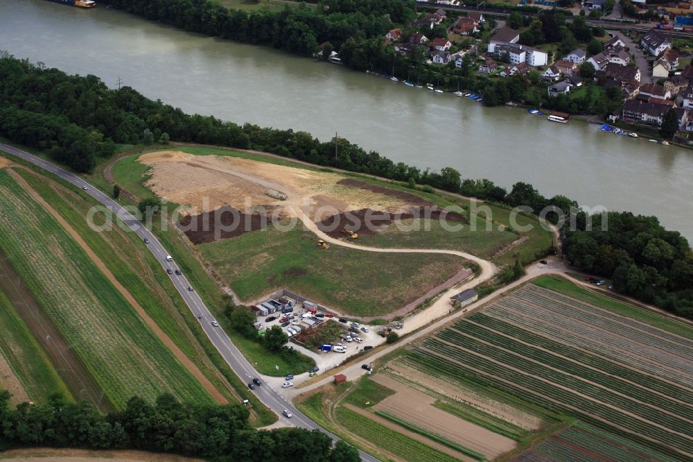 Rheinfelden (Baden) from above - Site of heaped landfill in the district Herten in Rheinfelden (Baden) in the state Baden-Wuerttemberg