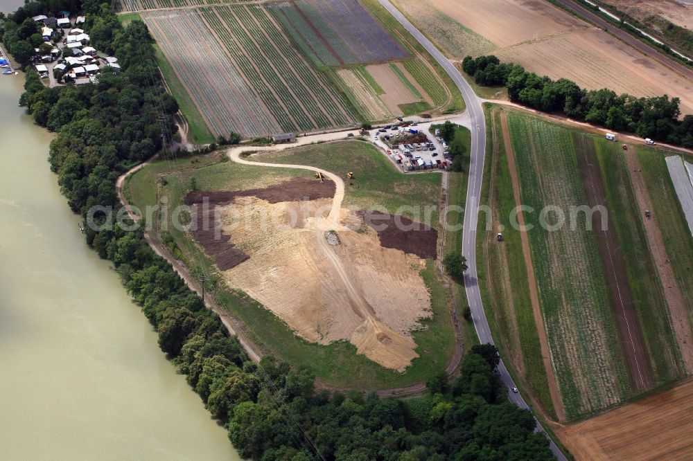 Aerial image Rheinfelden (Baden) - Site of heaped landfill in the district Herten in Rheinfelden (Baden) in the state Baden-Wuerttemberg