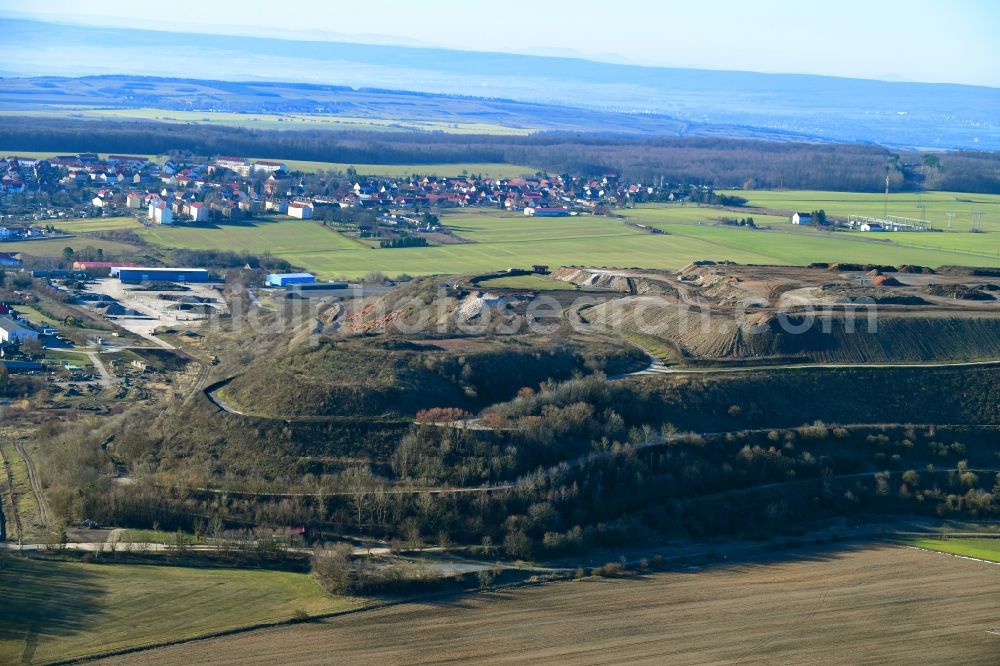 Aerial image Menteroda - Site of heaped landfill in the district Urbach in Menteroda in the state Thuringia, Germany