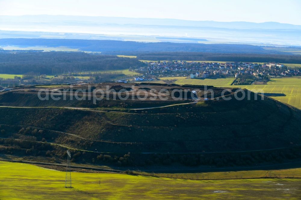 Menteroda from above - Site of heaped landfill in the district Urbach in Menteroda in the state Thuringia, Germany