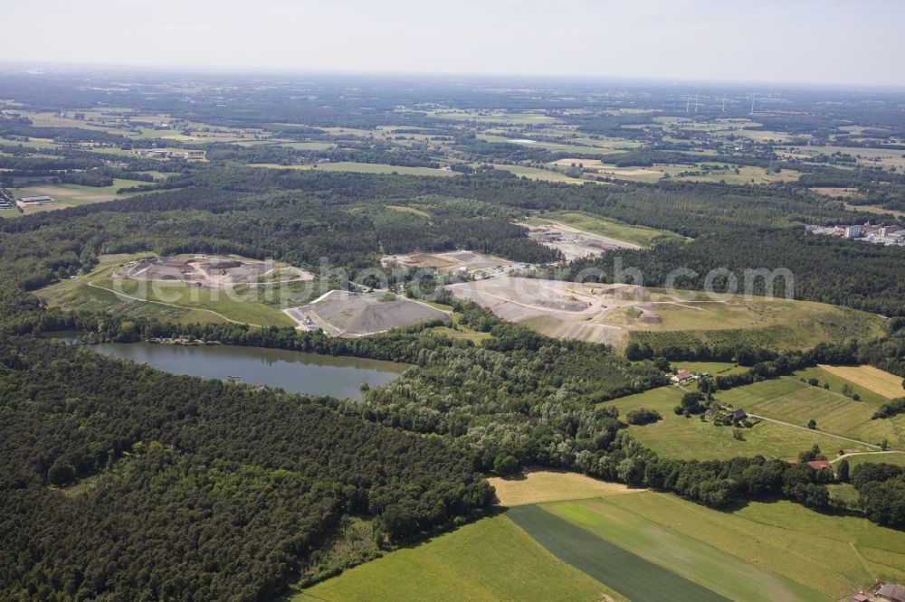 Schermbeck from above - Site of heaped landfill of Unternehmensverbund Nottenkaemper in Schermbeck in the state North Rhine-Westphalia, Germany