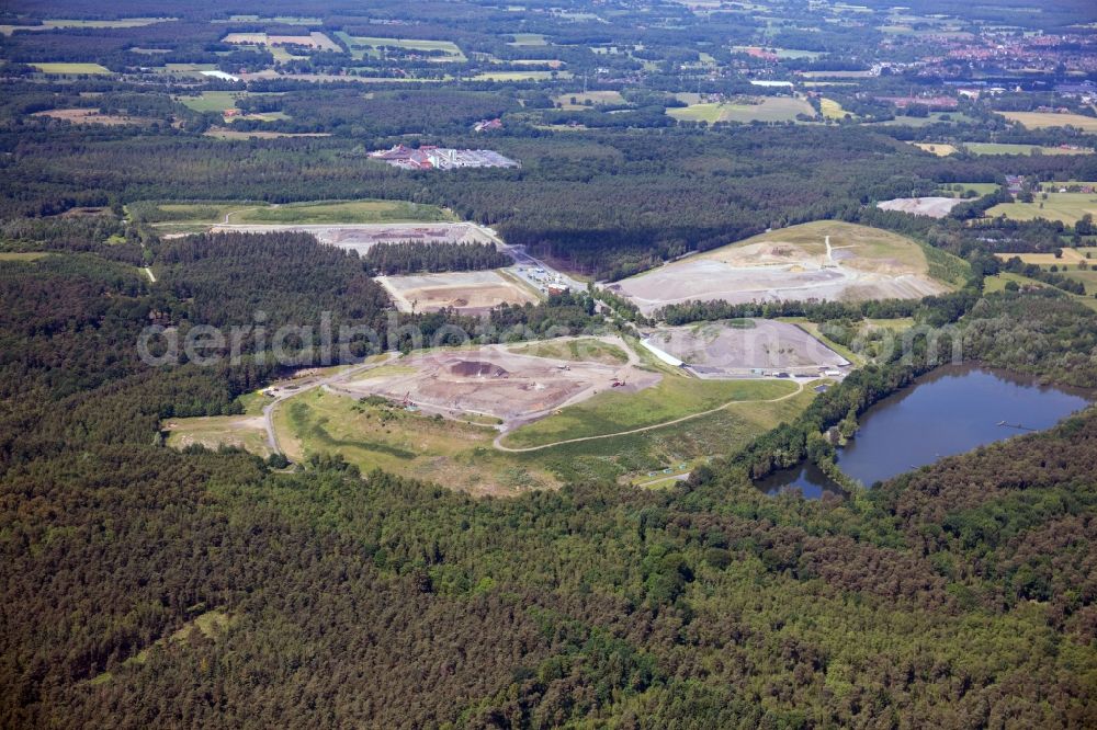 Schermbeck from above - Site of heaped landfill of Unternehmensverbund Nottenkaemper in Schermbeck in the state North Rhine-Westphalia, Germany