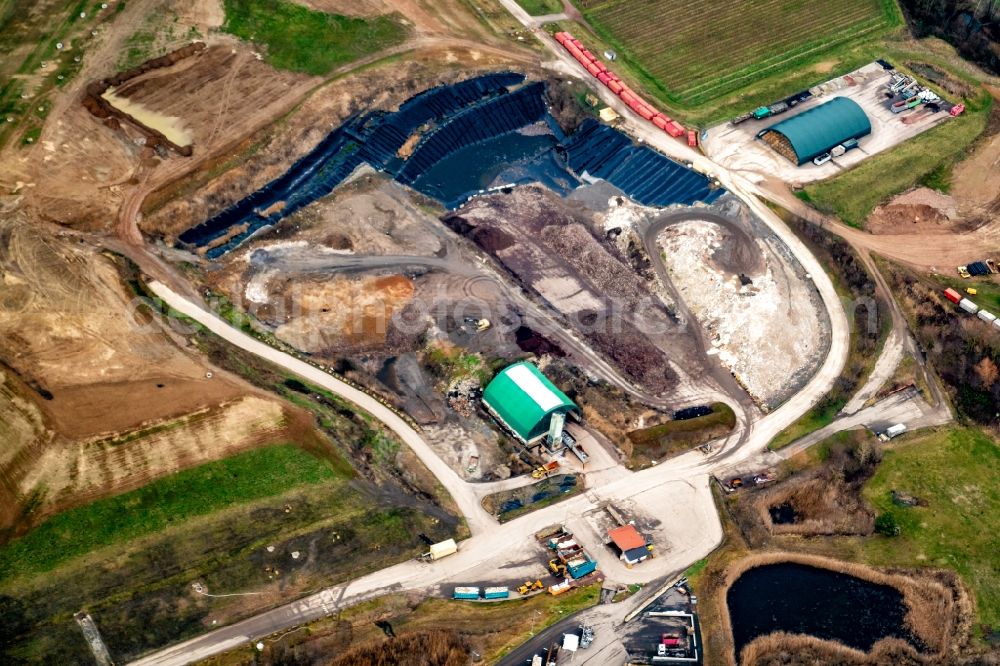 Aerial image Ringsheim - Site of heaped landfill of Zweckverband Abfallbehandlung Kahlenberg in Ringsheim in the state Baden-Wurttemberg, Germany