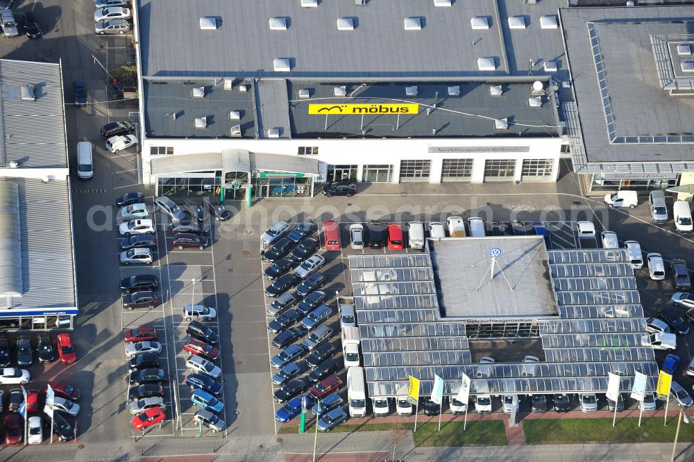 Aerial image Berlin - Blick auf das Gelände des Autohauses Möbus mit den geplanten Erweiterungsflächen an der Hansastrasse 202 in 13088 Berlin -Hohenschönhausen. Area of the car-house on the Hansa Strasse 202 13088 Berlin - Hohenschönhausen.