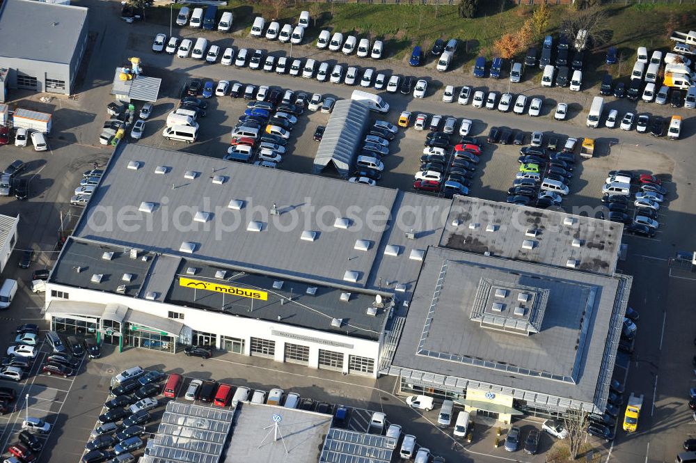 Aerial photograph Berlin - Blick auf das Gelände des Autohauses Möbus mit den geplanten Erweiterungsflächen an der Hansastrasse 202 in 13088 Berlin -Hohenschönhausen. Area of the car-house on the Hansa Strasse 202 13088 Berlin - Hohenschönhausen.