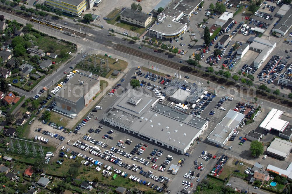 Berlin from the bird's eye view: Blick auf das Gelände des Autohauses Möbus an der Hansastrasse 202 in 13088 Berlin - Hohenschönhausen.