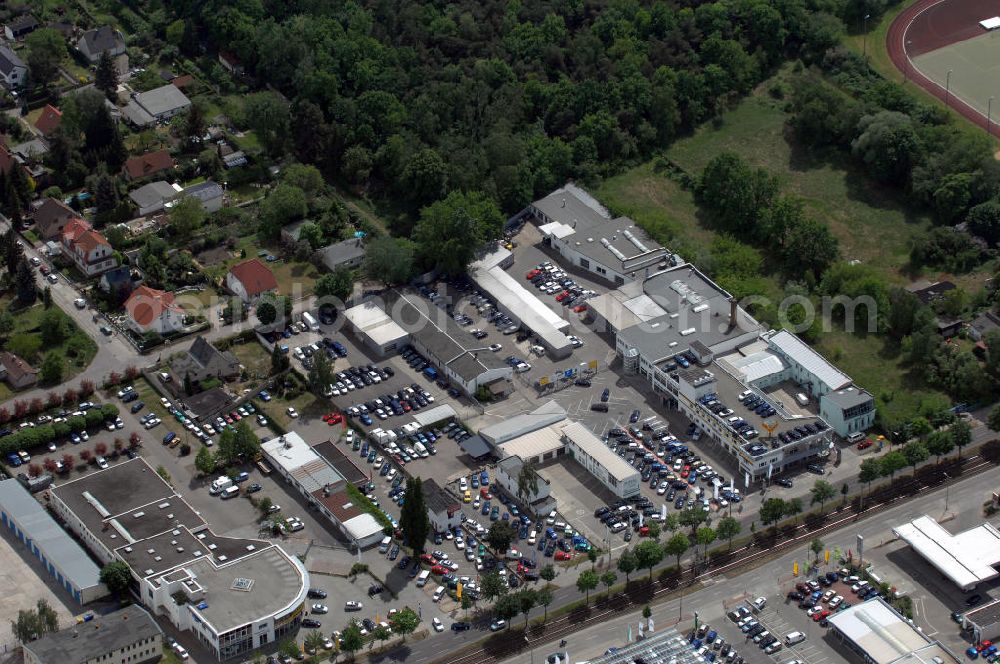 Aerial image Berlin - Blick auf das Gelände des Autohauses Möbus an der Hansastrasse 202 in 13088 Berlin - Hohenschönhausen.