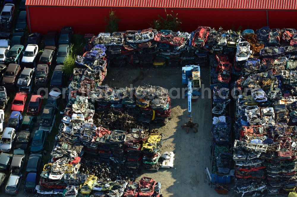 Aerial image Schopsdorf - Area of Autoverwertung Brameier GmbH at Industriestrasse in Schopsdorf in Saxony - Anhalt