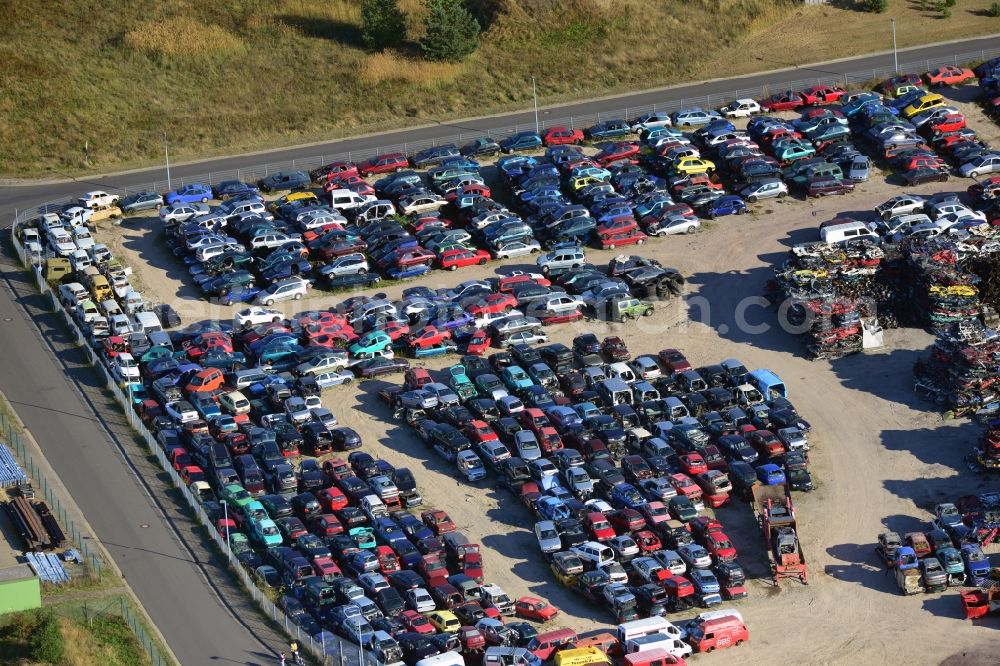 Aerial image Schopsdorf - Area of Autoverwertung Brameier GmbH at Industriestrasse in Schopsdorf in Saxony - Anhalt