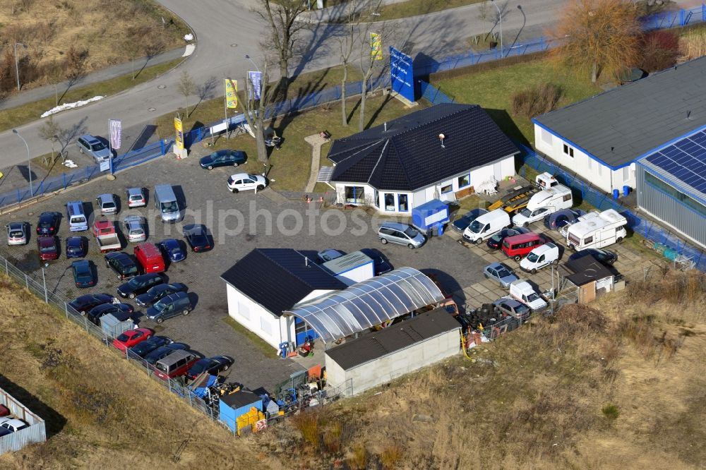 Bernau from above - Site of the motor vehicle workshop at the Johann-Friedrich-A. Borsigstrasse in Bernau state Brandenburg