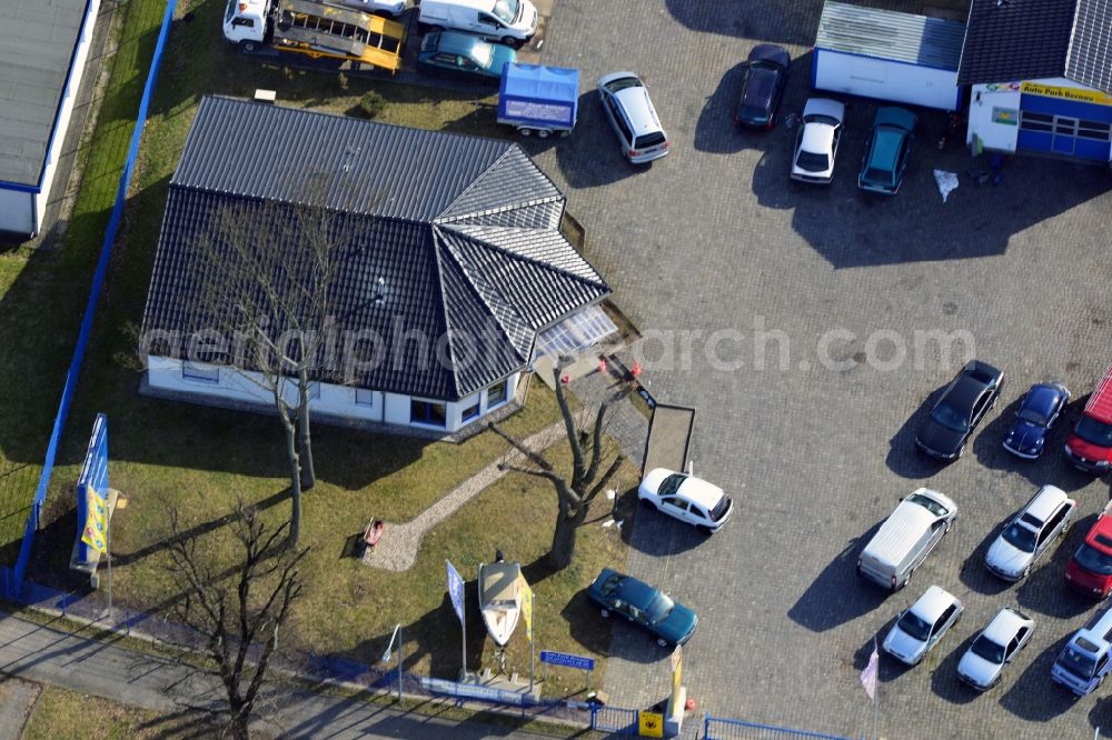 Aerial image Bernau - Site of the motor vehicle workshop at the Johann-Friedrich-A. Borsigstrasse in Bernau state Brandenburg