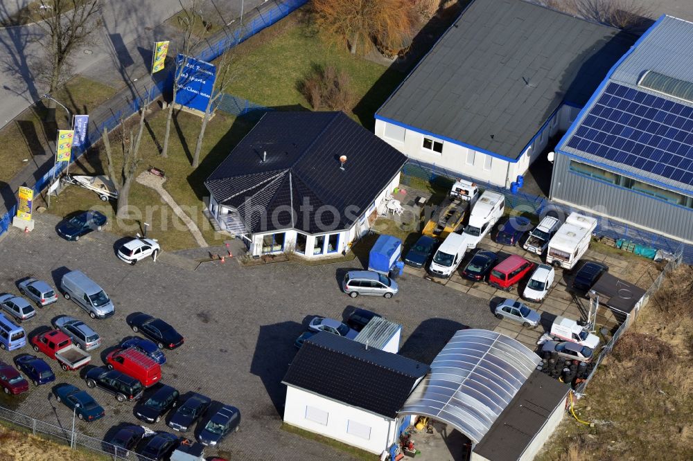 Bernau from above - Site of the motor vehicle workshop at the Johann-Friedrich-A. Borsigstrasse in Bernau state Brandenburg