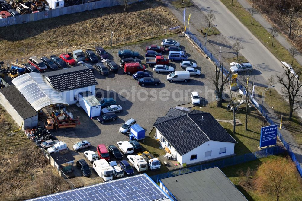 Aerial photograph Bernau - Site of the motor vehicle workshop at the Johann-Friedrich-A. Borsigstrasse in Bernau state Brandenburg