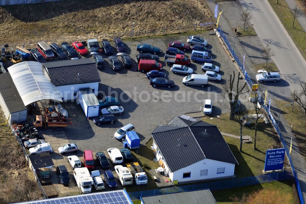 Bernau from above - Site of the motor vehicle workshop at the Johann-Friedrich-A. Borsigstrasse in Bernau state Brandenburg