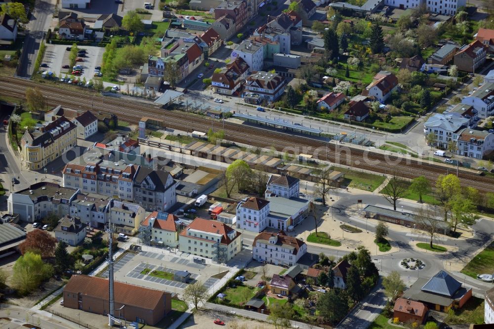 Aerial photograph Falkensee - Site on the Deutsche Bahn railway station on the Post Street in Falkensee in Brandenburg