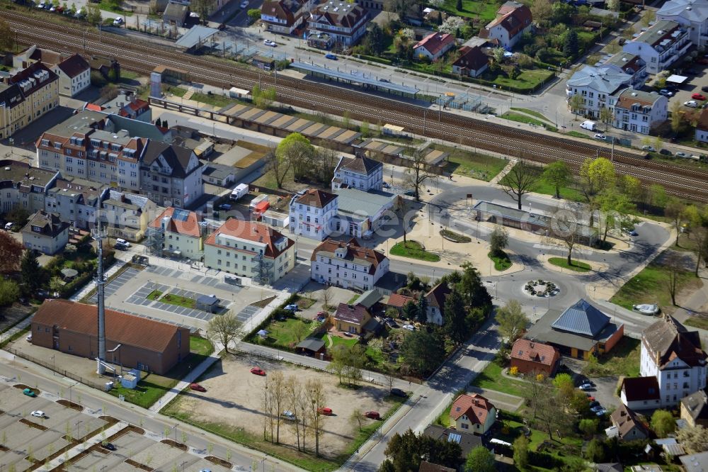 Falkensee from above - Site on the Deutsche Bahn railway station on the Post Street in Falkensee in Brandenburg