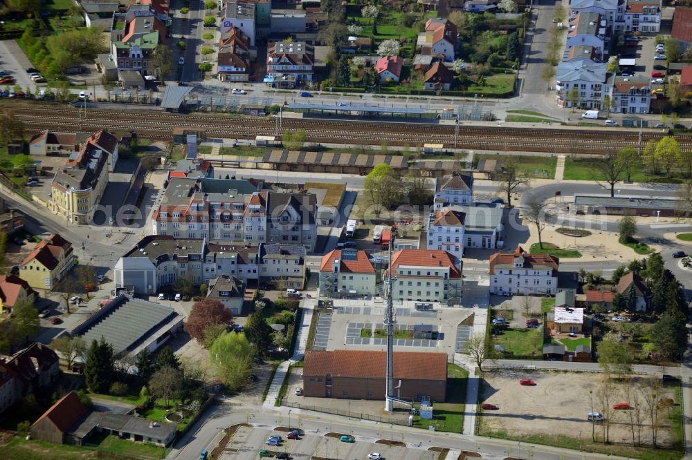 Falkensee from the bird's eye view: Site on the Deutsche Bahn railway station on the Post Street in Falkensee in Brandenburg