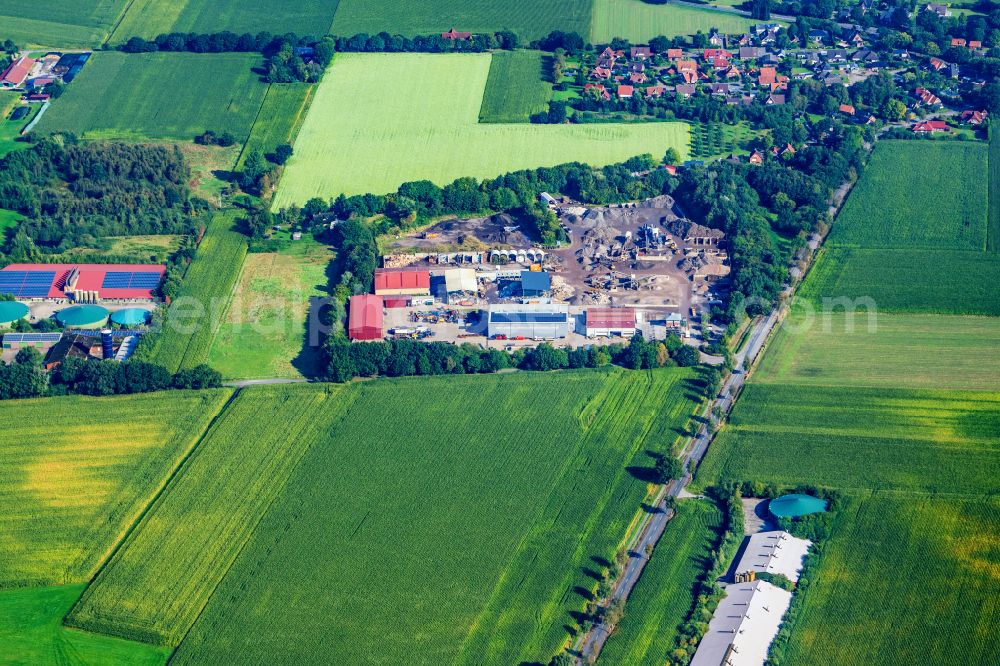 Aerial image Düdenbüttel - Site of the construction rubble and recycling sorting plant for waste treatment in Duedenbuettel in the state Lower Saxony, Germany