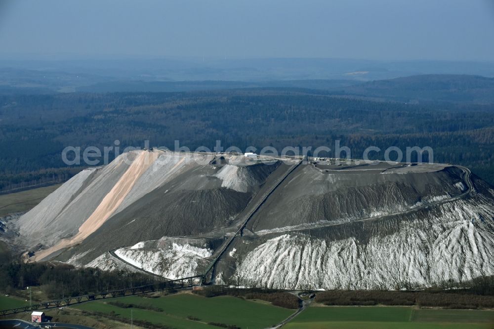 Aerial image Neuhof - Site of the mining stockpile for potash and salt production K+S Kali GmbH Am Kaliwerk in Neuhof in the state Hesse