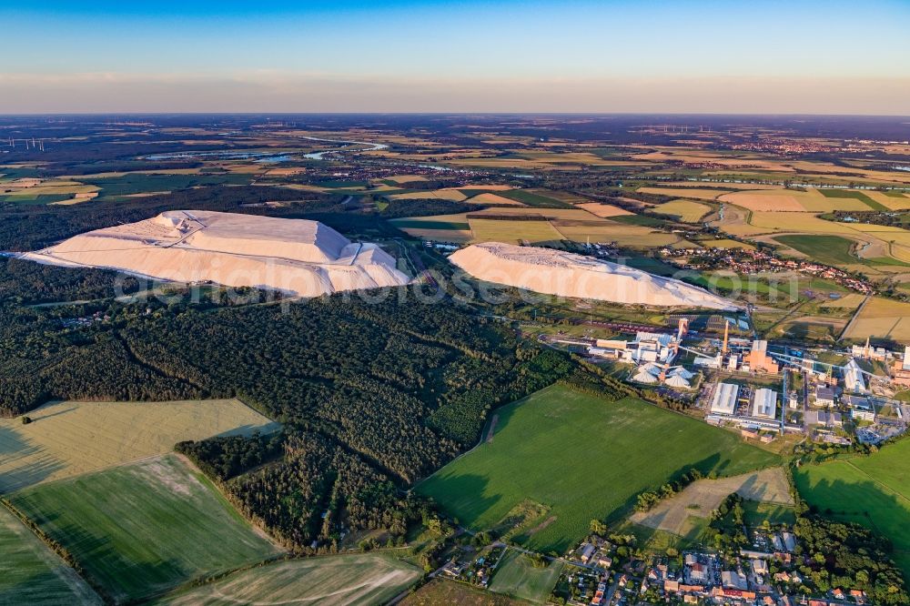 Aerial image Zielitz - Site of the mining stockpile for potash and salt production Kalimandscharo in Zielitz in the state Saxony-Anhalt, Germany