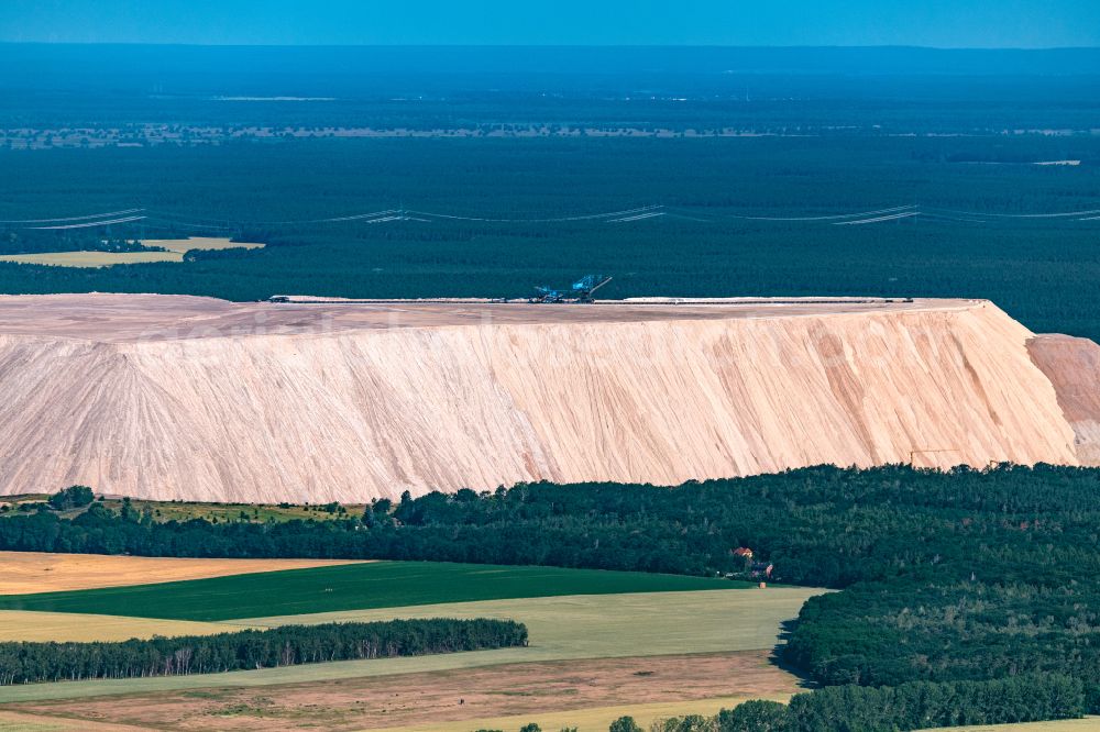 Zielitz from above - Site of the mining stockpile for potash and salt production K+S Kalimandscharo in Zielitz in the state Saxony-Anhalt, Germany