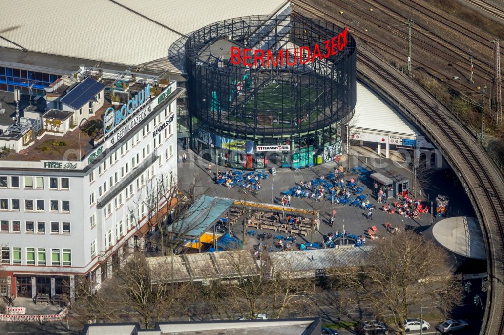 Bochum from the bird's eye view: The grounds of the Bermuda Triangle in Bochum's entertainment district with restaurants and clubs in the city