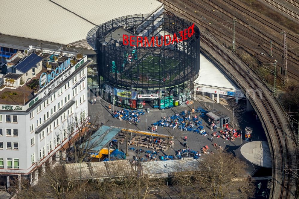 Aerial image Bochum - The grounds of the Bermuda Triangle in Bochum's entertainment district with restaurants and clubs in the city