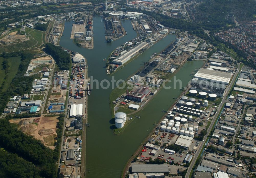 Karlsruhe from above - Site of the inland port Rhine ports Karlsruhe in Baden-Wuerttemberg