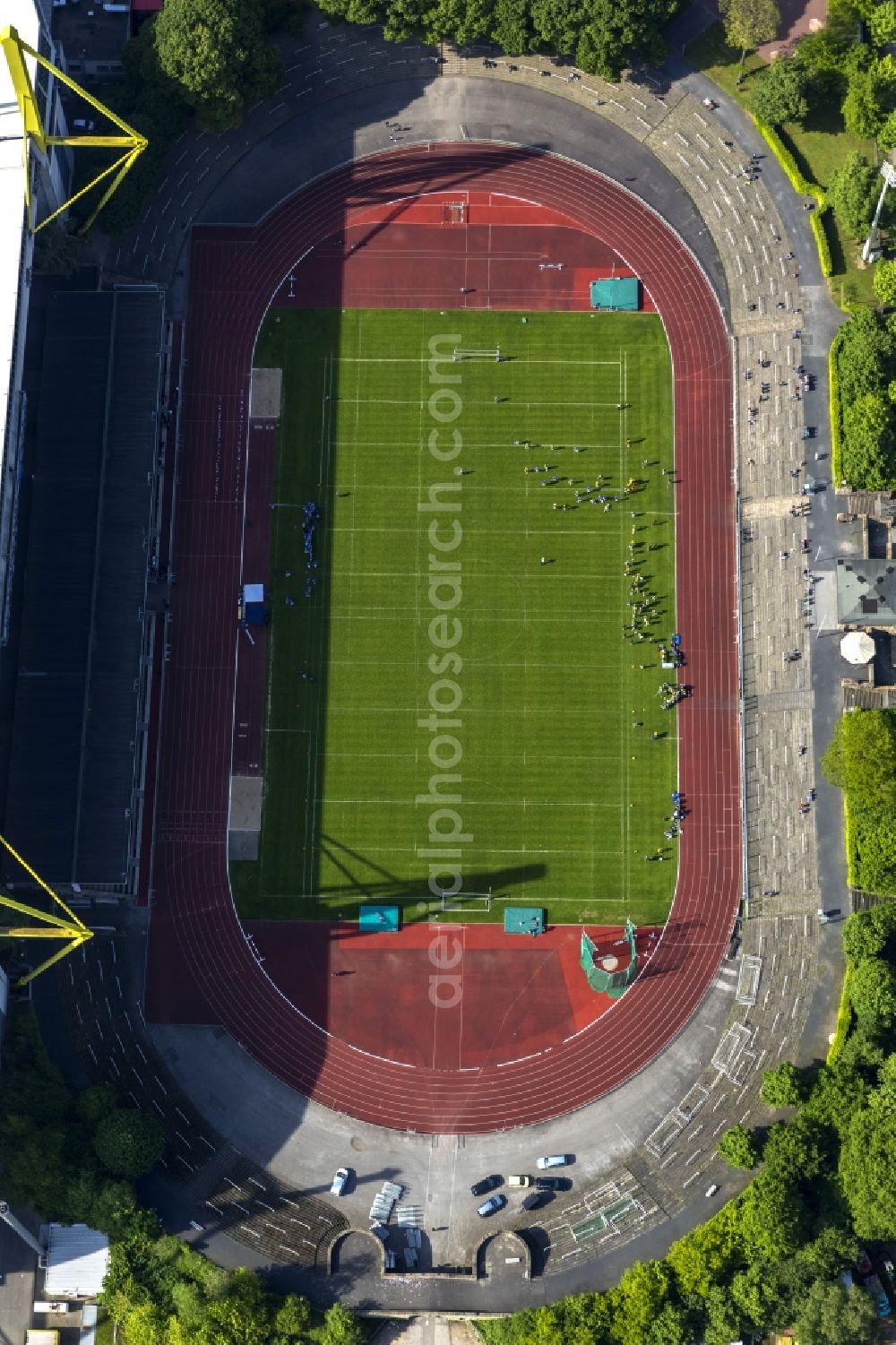 Dortmund from above - Areal of Borusseum, the Signal Iduna Park stadium of Borussia Dortmund