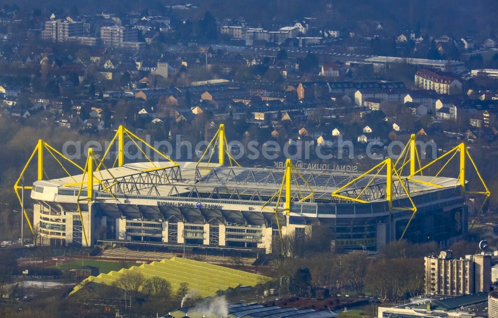 Aerial photograph Dortmund - Areal of Borusseum, the Signal Iduna Park stadium of Borussia Dortmund