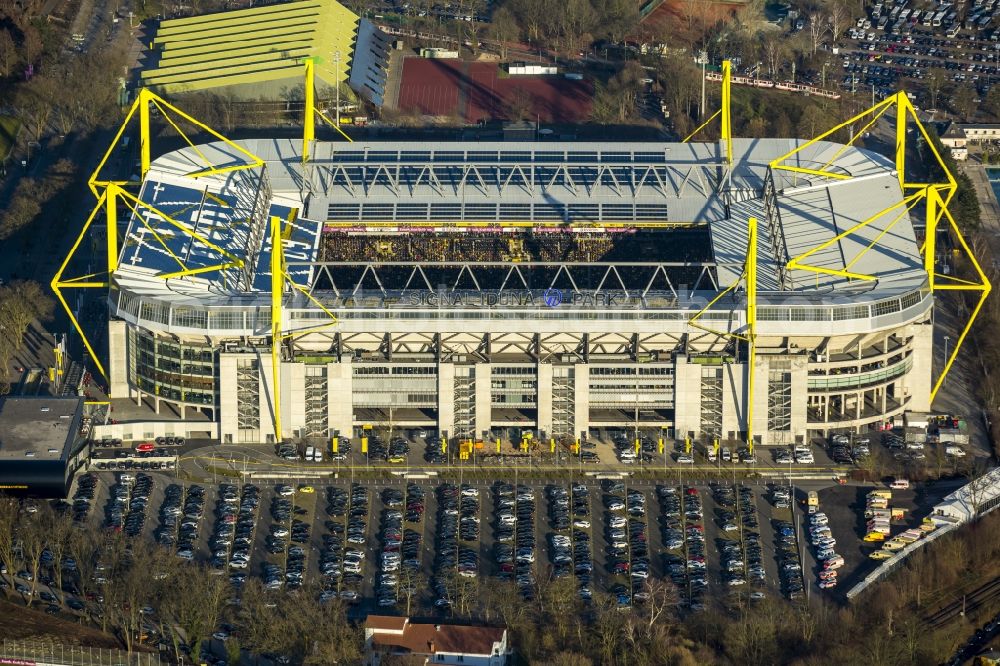 Dortmund from above - Areal of Borusseum, the Signal Iduna Park stadium of Borussia Dortmund