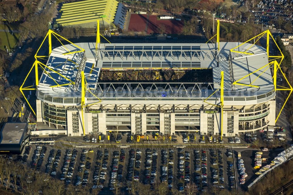 Dortmund from above - Areal of Borusseum, the Signal Iduna Park stadium of Borussia Dortmund