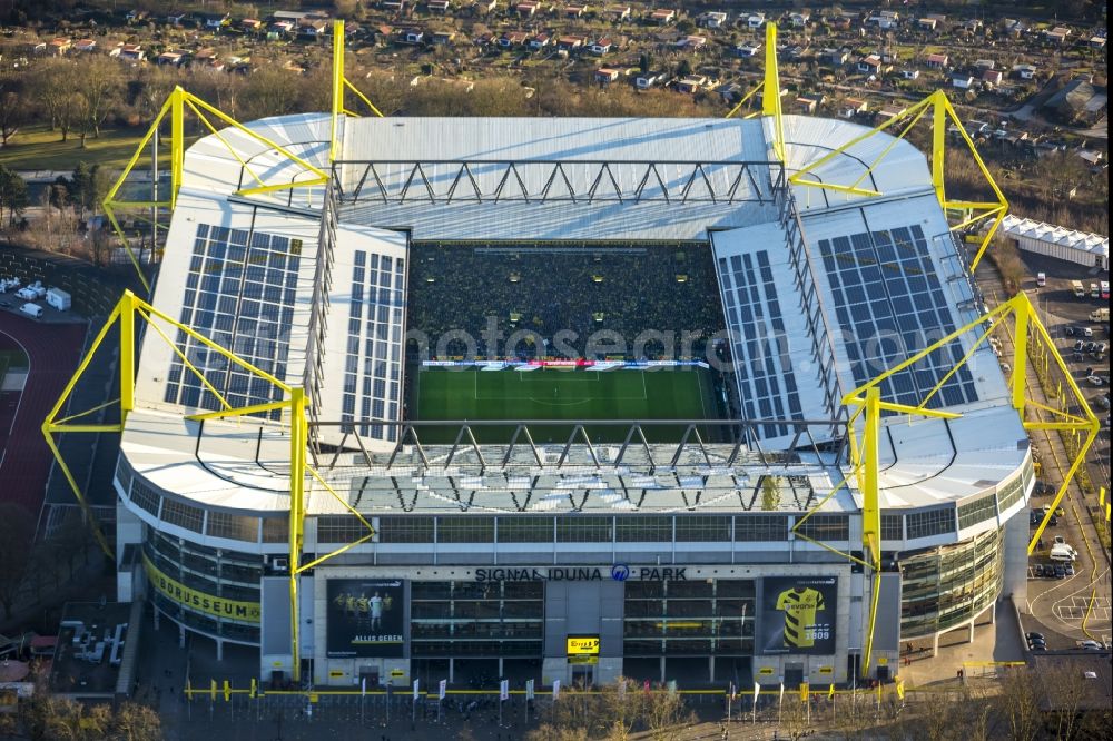 Aerial photograph Dortmund - Areal of Borusseum, the Signal Iduna Park stadium of Borussia Dortmund