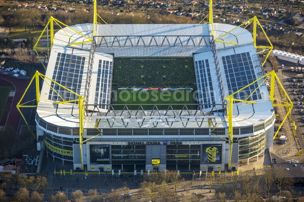 Dortmund from above - Areal of Borusseum, the Signal Iduna Park stadium of Borussia Dortmund