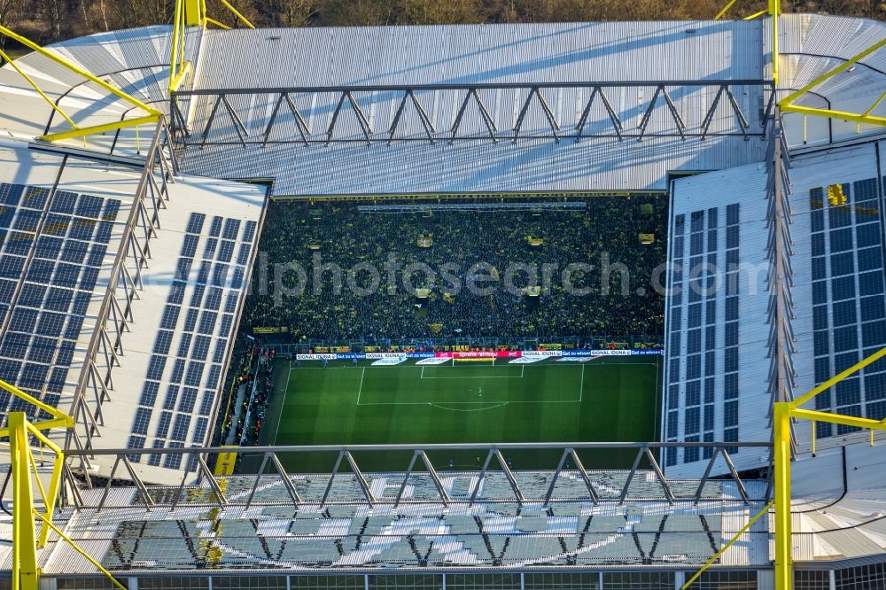 Aerial photograph Dortmund - Areal of Borusseum, the Signal Iduna Park stadium of Borussia Dortmund