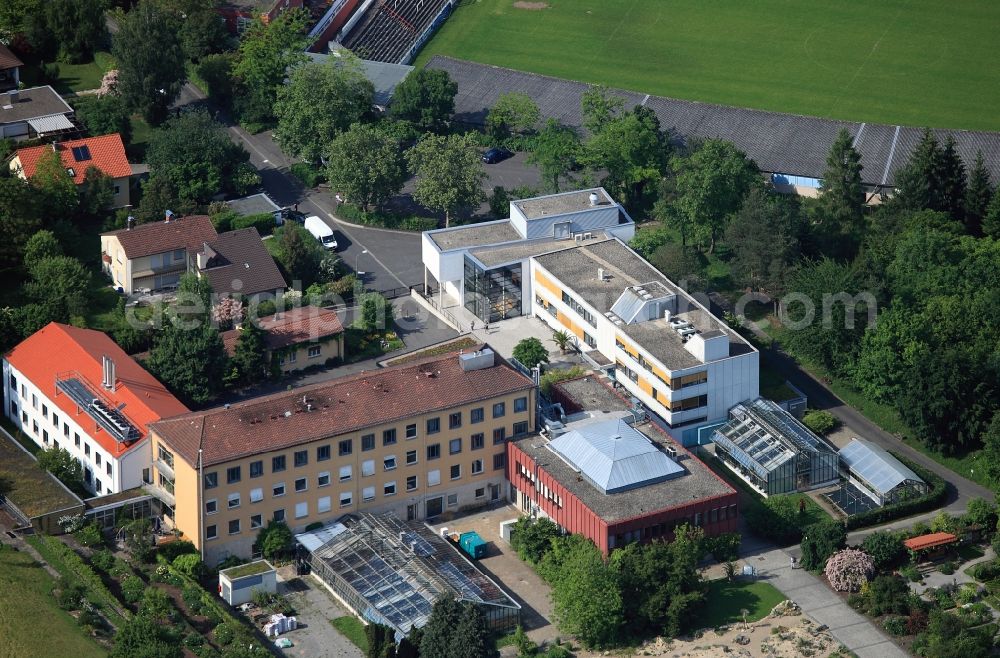 Aerial photograph Würzburg - Grounds of the Botanical Garden in Würzburg in Bavaria. The botanical garden since 2003, a central institution of the University of Würzburg