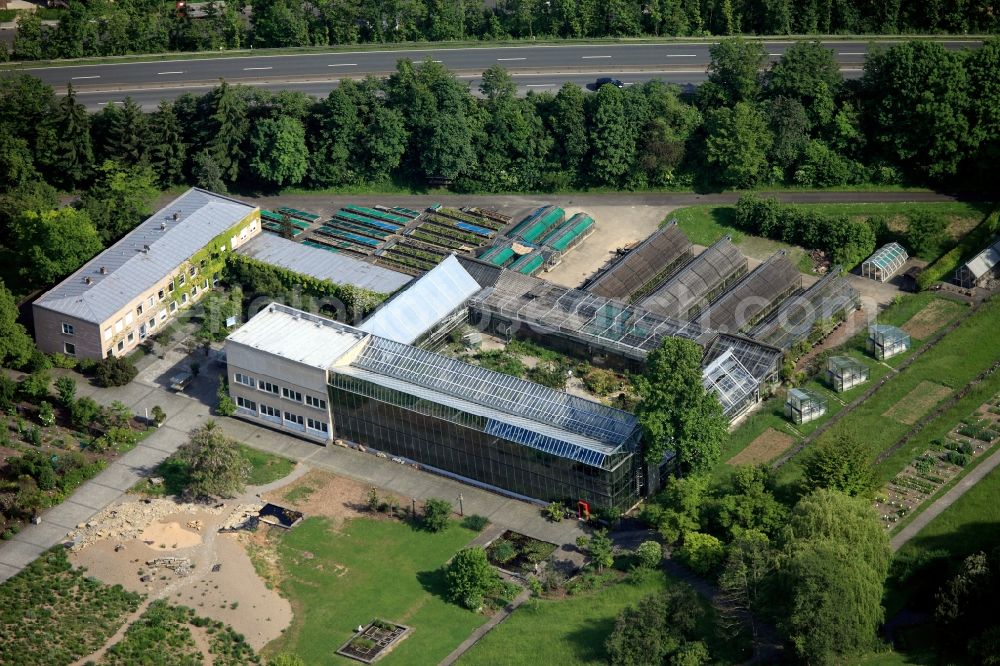 Aerial photograph Würzburg - Grounds of the Botanical Garden in Würzburg in Bavaria. The botanical garden since 2003, a central institution of the University of Würzburg