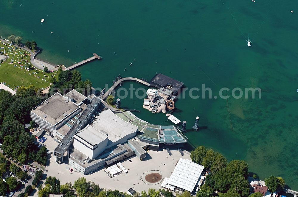 Bregenz from above - The floating stage on the grounds of the Bregenz Festival in the province of Vorarlberg in Austria