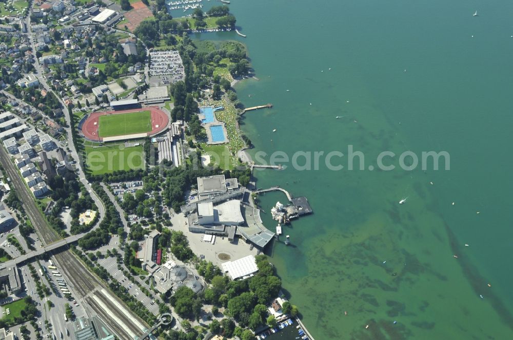 Aerial photograph Bregenz - The floating stage on the grounds of the Bregenz Festival in the province of Vorarlberg in Austria