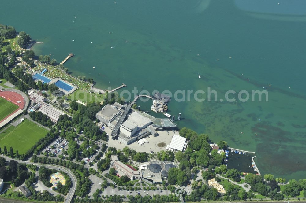 Bregenz from the bird's eye view: The floating stage on the grounds of the Bregenz Festival in the province of Vorarlberg in Austria