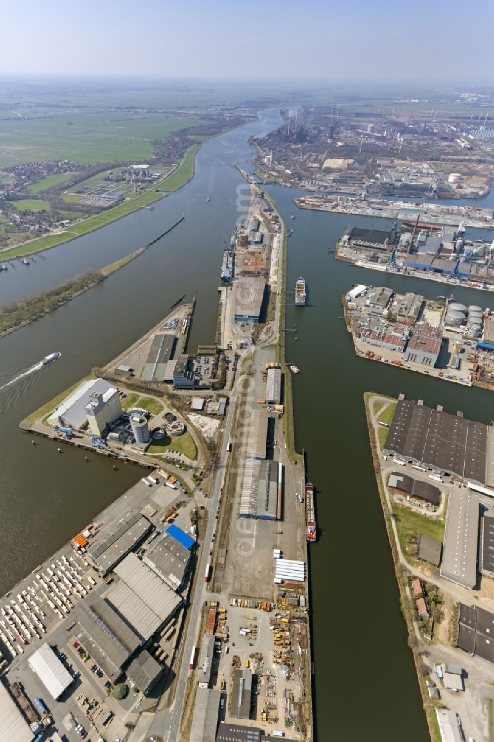 Bremen from above - ite of the port of Bremen on the river Weser in Bremen