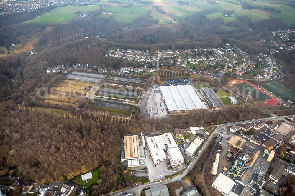 Heiligenhaus from above - Premises of the Federal Agency for Technical Relief - logistics center Heiligenhaus - with warehouses and company buildings in Heiligenhaus in North Rhine-Westphalia