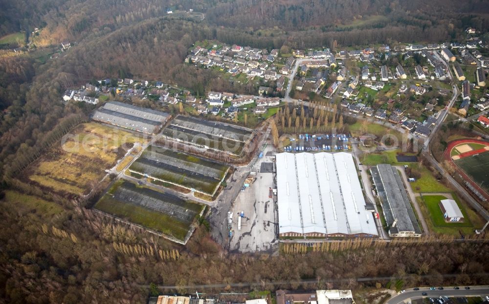 Heiligenhaus from the bird's eye view: Premises of the Federal Agency for Technical Relief - logistics center Heiligenhaus - with warehouses and company buildings in Heiligenhaus in North Rhine-Westphalia