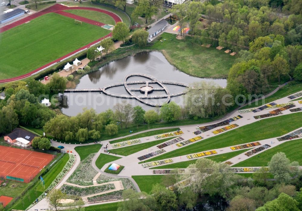 Rathenow from above - Look at the grounds of the Federal horticultural show (BUGA) by 2015 in Rathenow in the German State of Brandenburg in the optics Park area. The village was already hosts the exibition Landesgartenschau (LAGA)