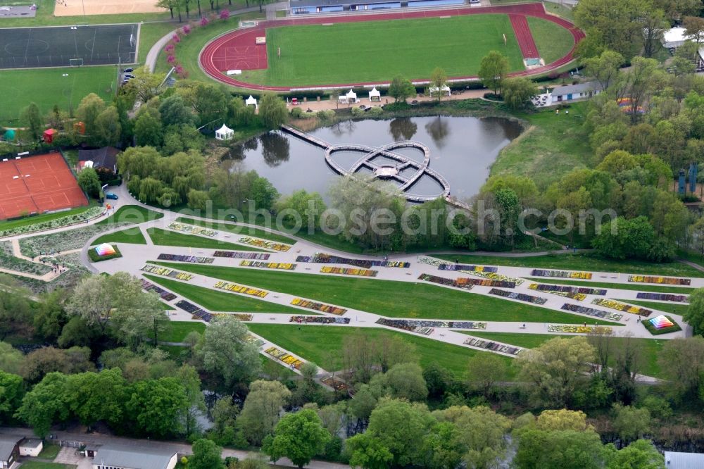 Aerial photograph Rathenow - Look at the grounds of the Federal horticultural show (BUGA) by 2015 in Rathenow in the German State of Brandenburg in the optics Park area. The village was already hosts the exibition Landesgartenschau (LAGA)