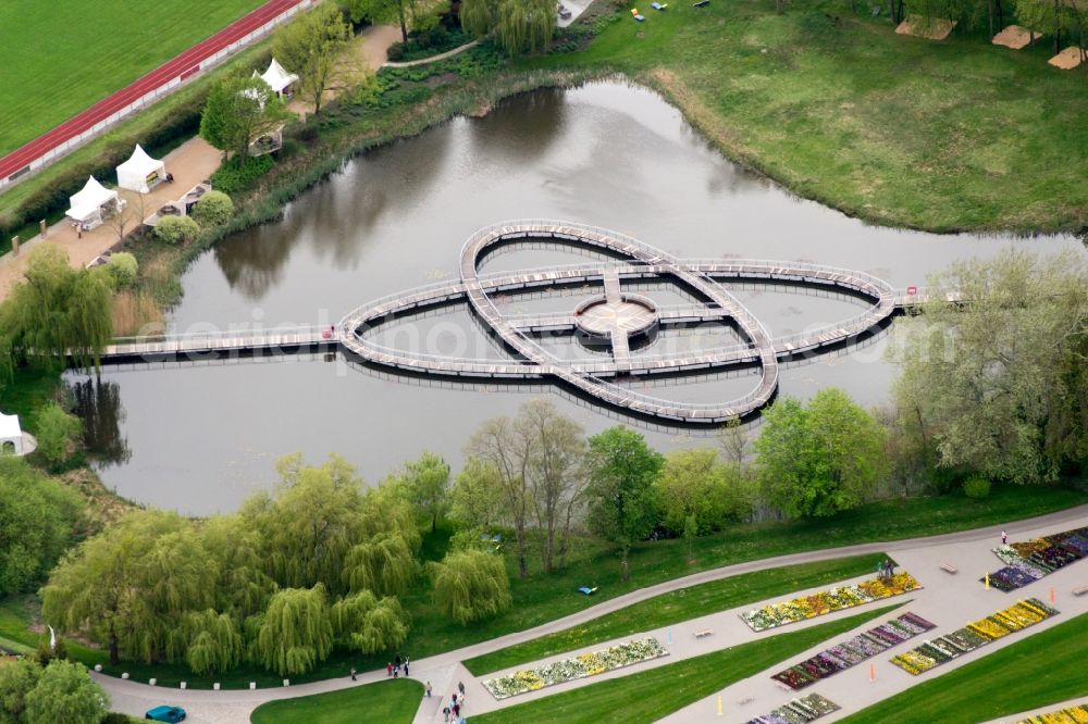 Rathenow from above - Look at the grounds of the Federal horticultural show (BUGA) by 2015 in Rathenow in the German State of Brandenburg in the optics Park area. The village was already hosts the exibition Landesgartenschau (LAGA)