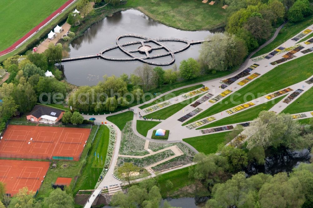 Rathenow from the bird's eye view: Look at the grounds of the Federal horticultural show (BUGA) by 2015 in Rathenow in the German State of Brandenburg in the optics Park area. The village was already hosts the exibition Landesgartenschau (LAGA)