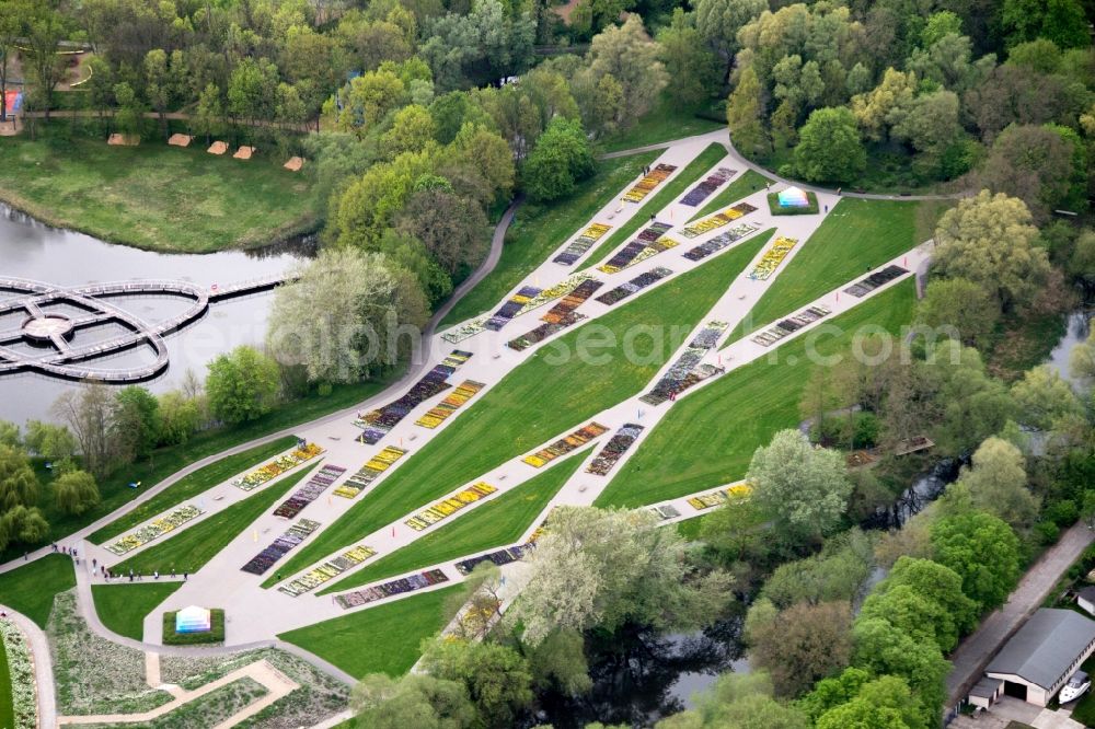 Aerial image Rathenow - Look at the grounds of the Federal horticultural show (BUGA) by 2015 in Rathenow in the German State of Brandenburg in the optics Park area. The village was already hosts the exibition Landesgartenschau (LAGA)