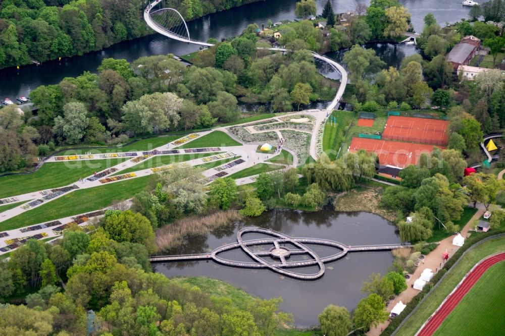 Rathenow from above - Look at the grounds of the Federal horticultural show (BUGA) by 2015 in Rathenow in the German State of Brandenburg in the optics Park area. The village was already hosts the exibition Landesgartenschau (LAGA)