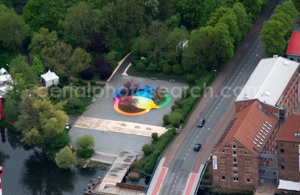 Rathenow from the bird's eye view: Look at the grounds of the Federal horticultural show (BUGA) by 2015 in Rathenow in the German State of Brandenburg in the optics Park area. The village was already hosts the exibition Landesgartenschau (LAGA)